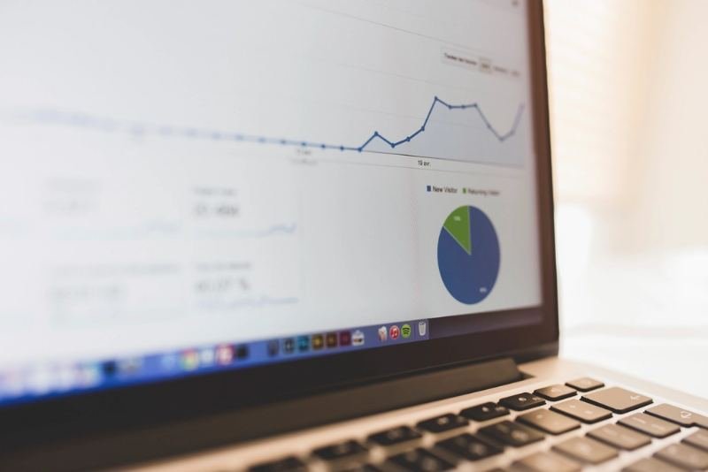 Laptop showing an analytics dashboard